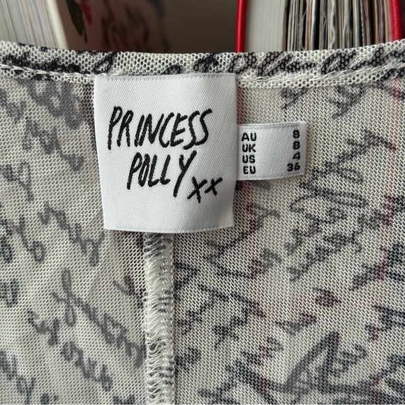 NWT PRINCESS POLLY Scripted Long Sleeve Corset Top - Picture 7 of 8